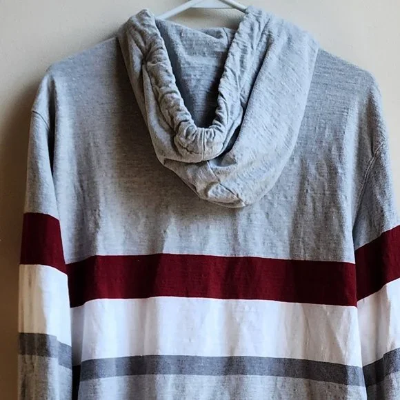 American Eagle Outfitters Striped Hooded Pullover Sweatshirt Size Large - Picture 11 of 13